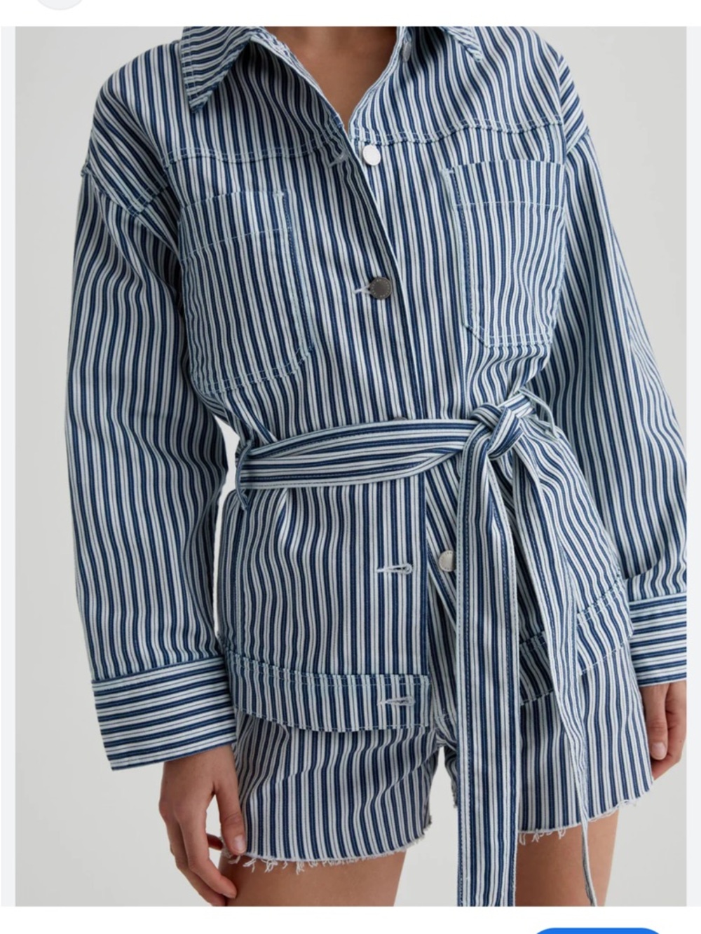 Ag Adriano Goldschmied Blue and White Striped Jean jacket small NWOT